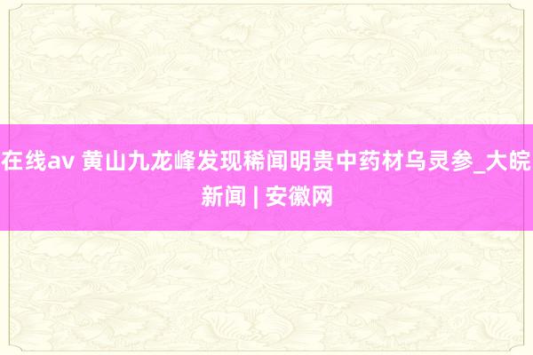 在线av 黄山九龙峰发现稀闻明贵中药材乌灵参_大皖新闻 | 安徽网