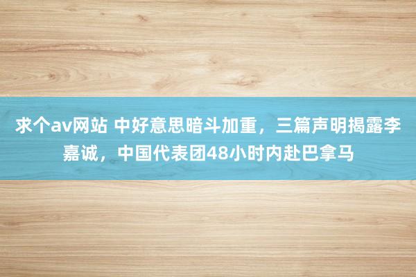 求个av网站 中好意思暗斗加重，三篇声明揭露李嘉诚，中国代表团48小时内赴巴拿马
