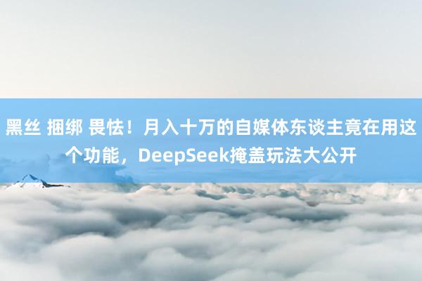 黑丝 捆绑 畏怯！月入十万的自媒体东谈主竟在用这个功能，DeepSeek掩盖玩法大公开